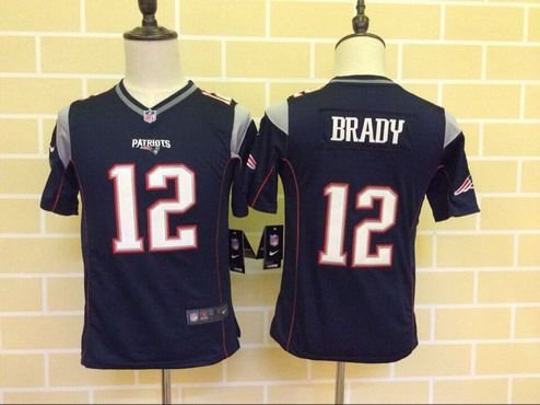 Youth New England Patriots #12 Tom Brady Navy Blue Team Color 2015 NFL Nike Game Jersey inbean