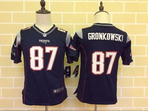 Youth New England Patriots #87 Rob Gronkowski Navy Blue Team Color 2015 NFL Nike Game Jersey inbean