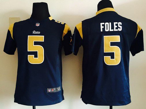 Youth Nike St. Louis Rams #5 Nick Foles Navy Blue Team Color NFL Nike Game Jersey inbean