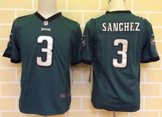 Youth Philadelphia Eagles #3 Mark Sanchez Home Dark Green Team Color NFL Nike Game Jersey inbean