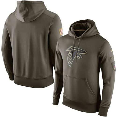 Men's Atlanta Falcons Nike Olive Salute To Service KO Performance Hoodie inbean