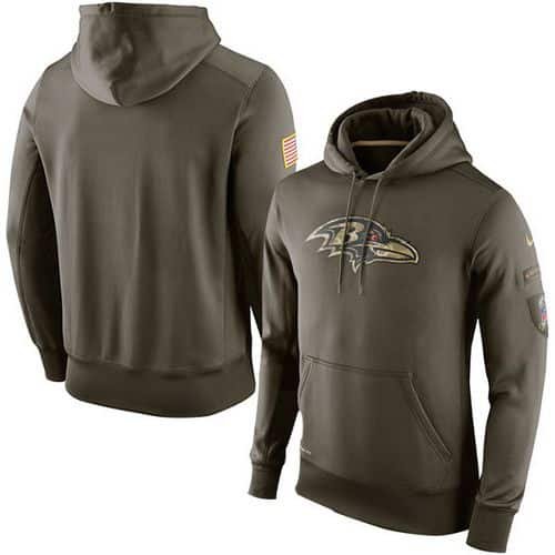 Men's Baltimore Ravens Nike Olive Salute To Service KO Performance Hoodie inbean