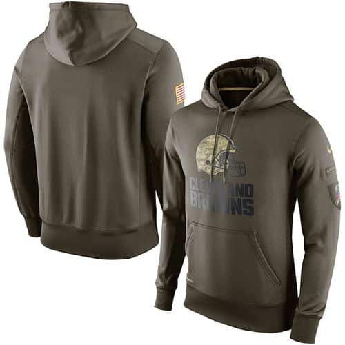 Men's Cleveland Browns Nike Olive Salute To Service KO Performance Hoodie inbean