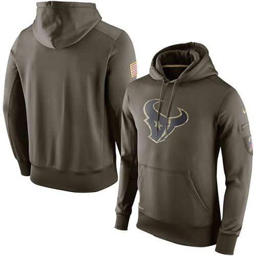 Men's Houston Texans Nike Olive Salute To Service KO Performance Hoodie inbean