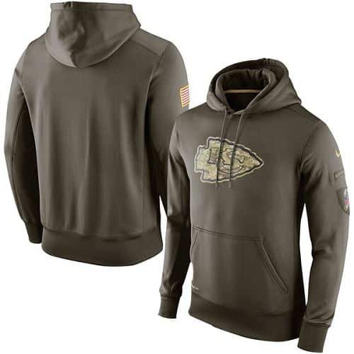 Men's Kansas City Chiefs Nike Olive Salute To Service KO Performance Hoodie inbean