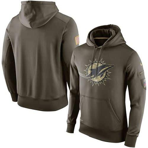 Men's Miami Dolphins Nike Olive Salute To Service KO Performance Hoodie inbean