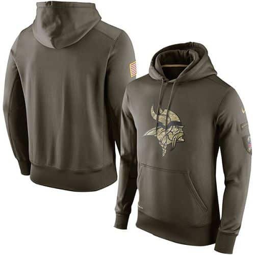 Men's Minnesota Vikings Nike Olive Salute To Service KO Performance Hoodie inbean