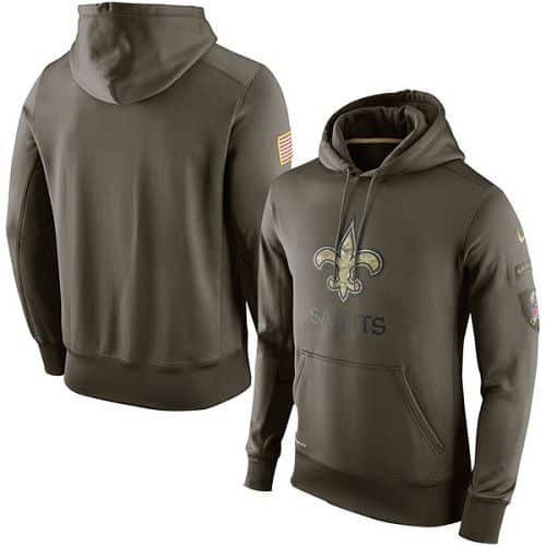 Men's New Orleans Saints Nike Olive Salute To Service KO Performance Hoodie inbean