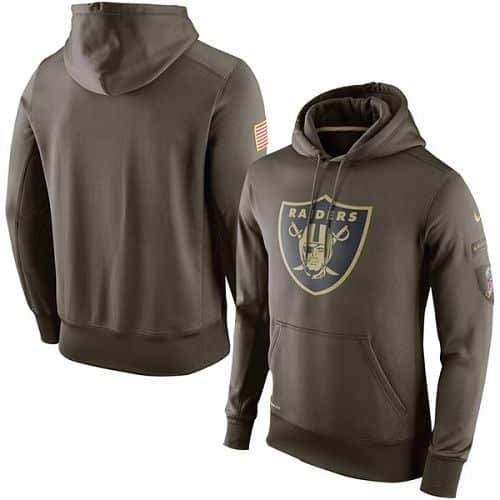 Men's Oakland Raiders Nike Olive Salute To Service KO Performance Hoodie inbean