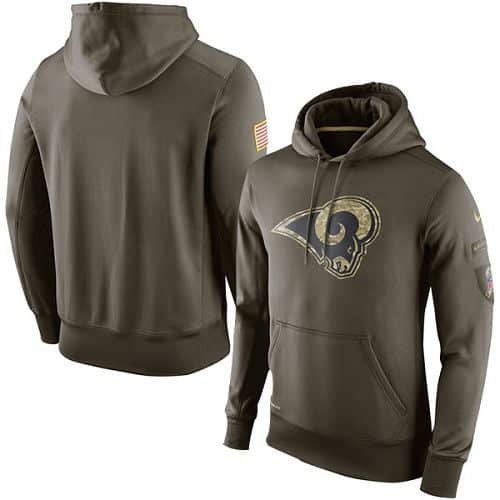 Men's St.Louis Rams Nike Olive Salute To Service KO Performance Hoodie inbean