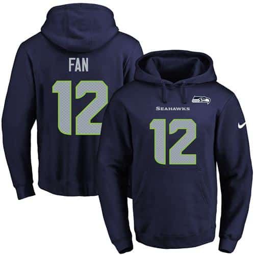 Nike Seahawks #12 Fan Navy Blue Name & Number Pullover NFL Hoodie inbean