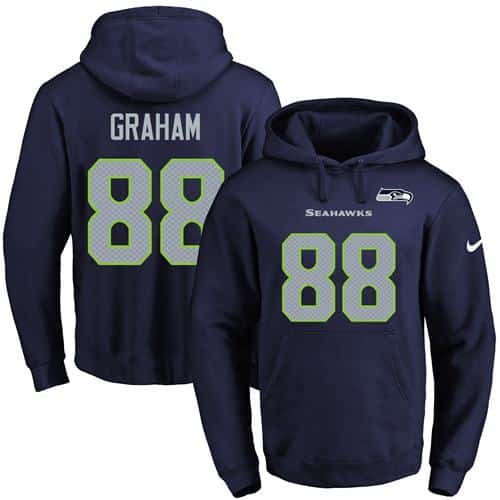 Nike Seahawks #88 Jimmy Graham Navy Blue Name & Number Pullover NFL Hoodie inbean