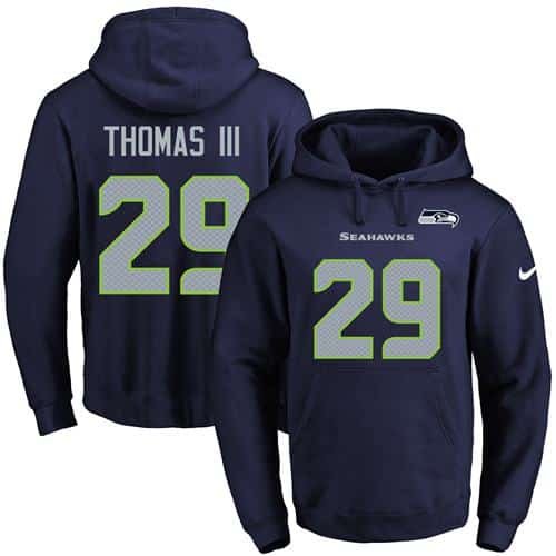 Nike Seahawks #29 Earl Thomas III Navy Blue Name & Number Pullover NFL Hoodie inbean