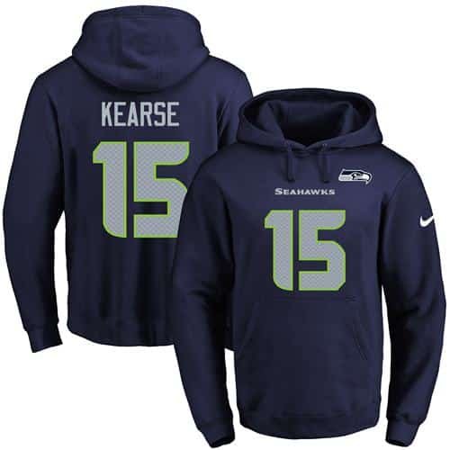 Nike Seahawks #15 Jermaine Kearse Navy Blue Name & Number Pullover NFL Hoodie inbean