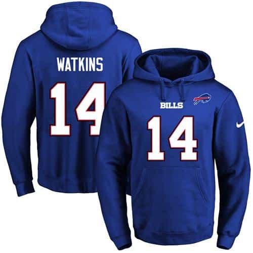 Nike Bills #14 Sammy Watkins Royal Blue Name & Number Pullover NFL Hoodie inbean