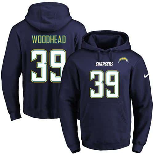 Nike Chargers #39 Danny Woodhead Navy Blue Name & Number Pullover NFL Hoodie inbean