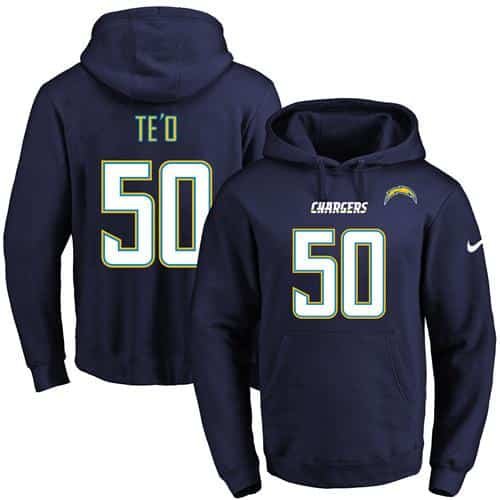 Nike Chargers #50 Manti Te'o Navy Blue Name & Number Pullover NFL Hoodie inbean