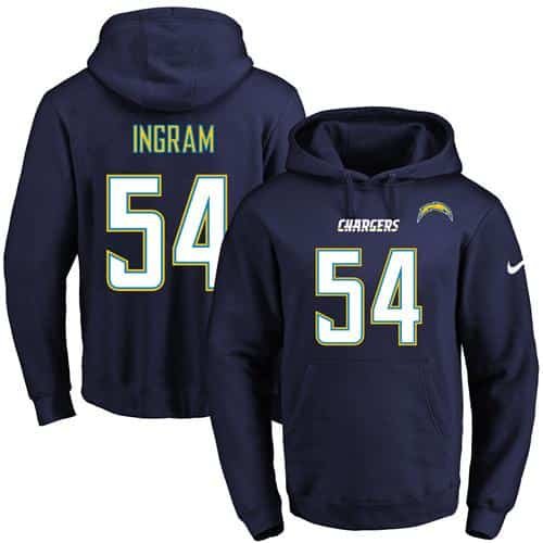 Nike Chargers #54 Melvin Ingram Navy Blue Name & Number Pullover NFL Hoodie inbean