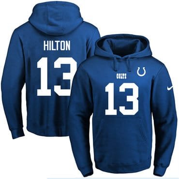 Nike Colts #13 T.Y. Hilton Royal Blue Name & Number Pullover NFL Hoodie inbean