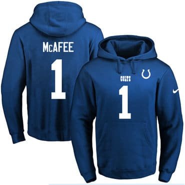 Nike Colts #1 Pat McAfee Royal Blue Name & Number Pullover NFL Hoodie inbean