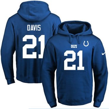 Nike Colts #21 Vontae Davis Royal Blue Name & Number Pullover NFL Hoodie inbean