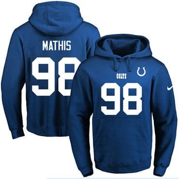 Nike Colts #98 Robert Mathis Royal Blue Name & Number Pullover NFL Hoodie inbean