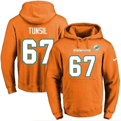 Nike Dolphins #67 Laremy Tunsil Orange Name & Number Pullover NFL Hoodie inbean