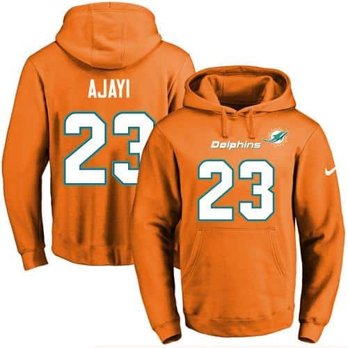 Nike Dolphins #23 Jay Ajayi Orange Name & Number Pullover NFL Hoodie inbean