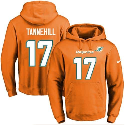 Nike Dolphins #17 Ryan Tannehill Orange Name & Number Pullover NFL Hoodie inbean