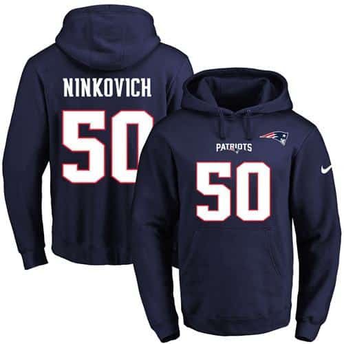 Nike Patriots #50 Rob Ninkovich Navy Blue Name & Number Pullover NFL Hoodie inbean