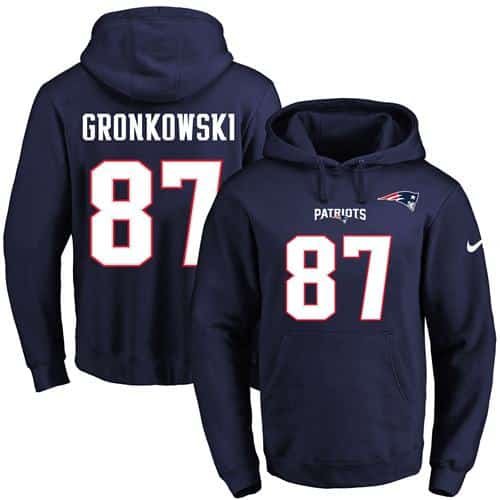 Nike Patriots #87 Rob Gronkowski Navy Blue Name & Number Pullover NFL Hoodie inbean