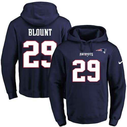 Nike Patriots #29 LeGarrette Blount Navy Blue Name & Number Pullover NFL Hoodie inbean