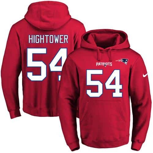 Nike Patriots #54 Dont'a Hightower Red Name & Number Pullover NFL Hoodie inbean