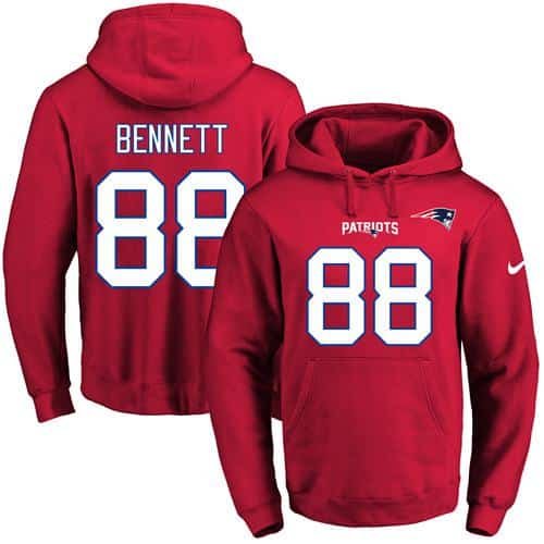 Nike Patriots #88 Martellus Bennett Red Name & Number Pullover NFL Hoodie inbean