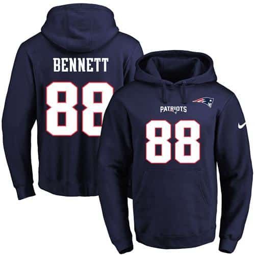 Nike Patriots #88 Martellus Bennett Navy Blue Name & Number Pullover NFL Hoodie inbean