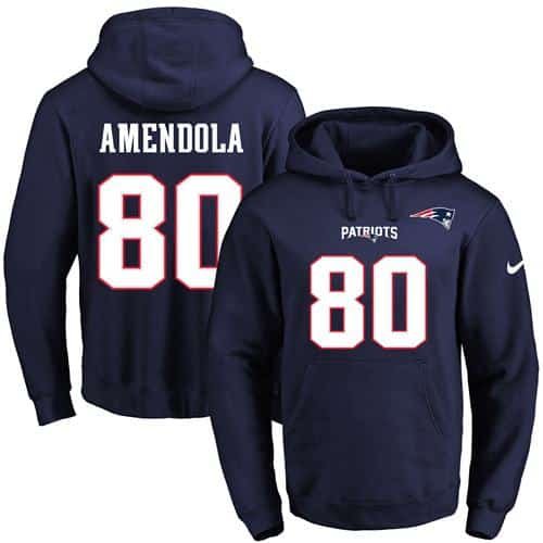 Nike Patriots #80 Danny Amendola Navy Blue Name & Number Pullover NFL Hoodie inbean