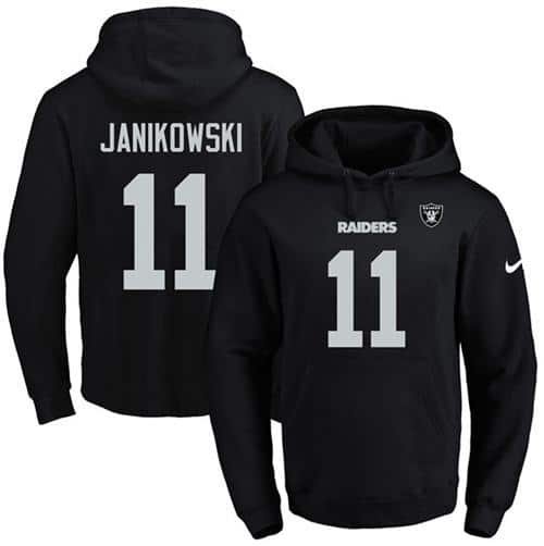 Nike Raiders #11 Sebastian Janikowski Black Name & Number Pullover NFL Hoodie inbean