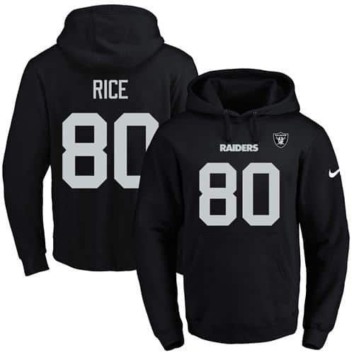 Nike Raiders #80 Jerry Rice Black Name & Number Pullover NFL Hoodie inbean