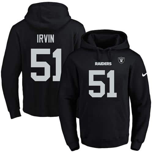 Nike Raiders #51 Bruce Irvin Black Name & Number Pullover NFL Hoodie inbean