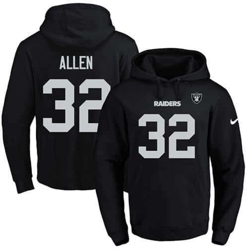 Nike Raiders #32 Marcus Allen Black Name & Number Pullover NFL Hoodie inbean