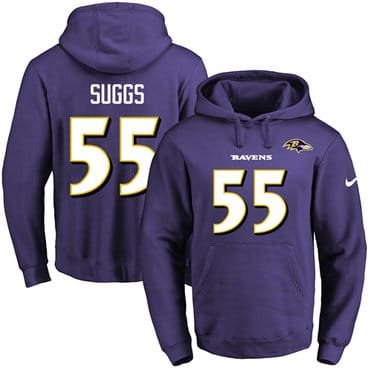 Nike Ravens #55 Terrell Suggs Purple Name & Number Pullover NFL Hoodie inbean