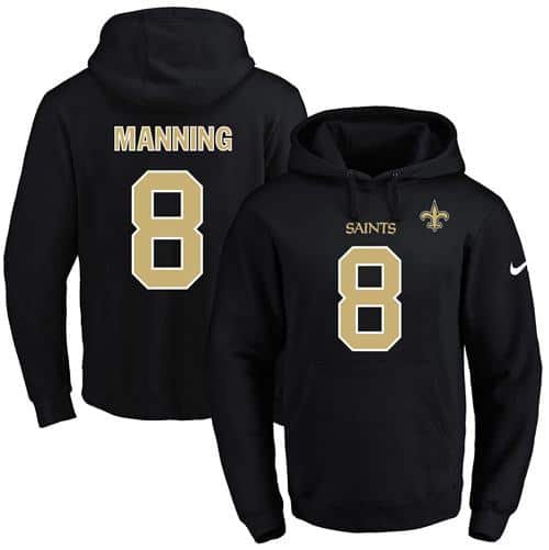 Nike Saints #8 Archie Manning Black Name & Number Pullover NFL Hoodie inbean