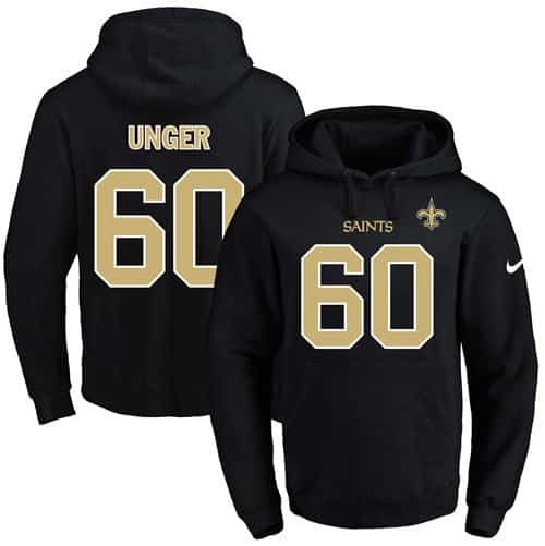 Nike Saints #60 Max Unger Black Name & Number Pullover NFL Hoodie inbean