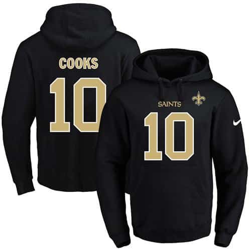 Nike Saints #10 Brandin Cooks Black Name & Number Pullover NFL Hoodie inbean