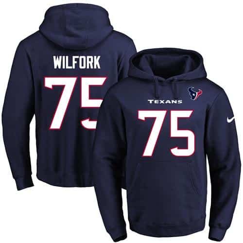 Nike Texans #75 Vince Wilfork Navy Blue Name & Number Pullover NFL Hoodie inbean