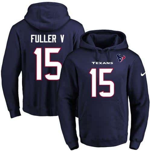 Nike Texans #15 Will Fuller V Navy Blue Name & Number Pullover NFL Hoodie inbean