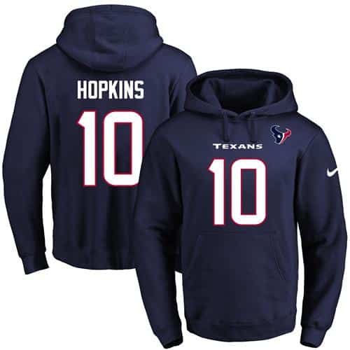 Nike Texans #10 DeAndre Hopkins Navy Blue Name & Number Pullover NFL Hoodie inbean