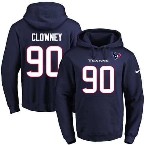 Nike Texans #90 Jadeveon Clowney Navy Blue Name & Number Pullover NFL Hoodie inbean