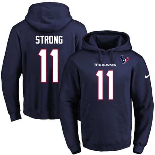 Nike Texans #11 Jaelen Strong Navy Blue Name & Number Pullover NFL Hoodie inbean