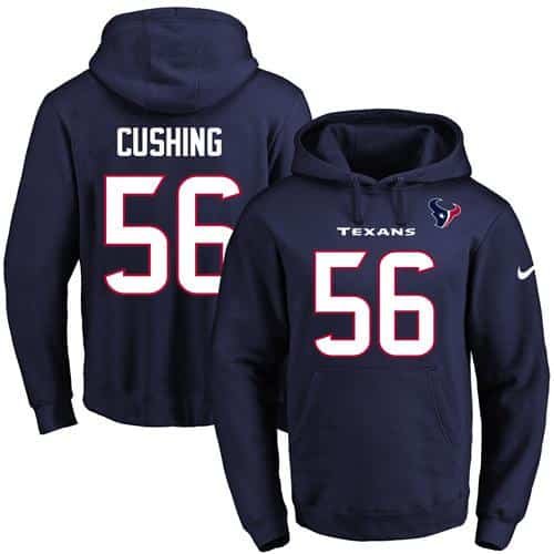 Nike Texans #56 Brian Cushing Navy Blue Name & Number Pullover NFL Hoodie inbean